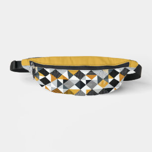 Orange and Black Squares and Triangles Bum Bags