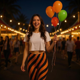 Orange and black striped Halloween  Leggings