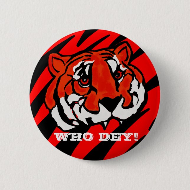 ORANGE AND BLACK STRIPES  6 CM ROUND BADGE (Front)