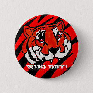 ORANGE AND BLACK STRIPES 6 CM ROUND BADGE