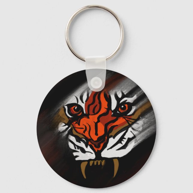 ORANGE AND BLACK STRIPES    KEY RING (Front)
