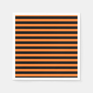 Orange and Black Stripes Paper Napkins