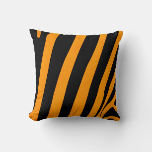 Orange and Black Stripes Safari Inspired Pattern Cushion