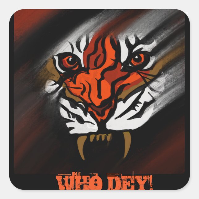 ORANGE AND BLACK STRIPES    SQUARE STICKER (Front)