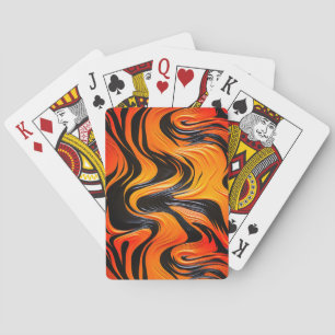 Orange and Black Swirl Design Playing Cards