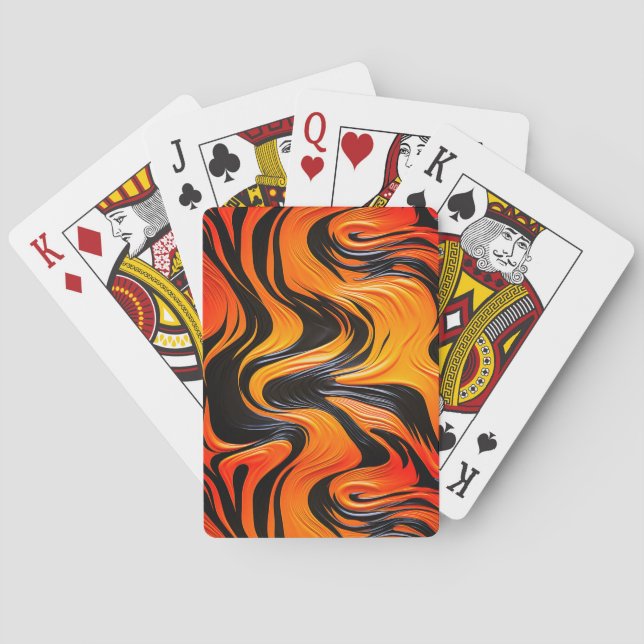 Orange and Black Swirl Design Playing Cards (Back)