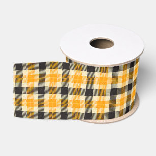 Orange and Black Tartan Plaid Ribbon Grosgrain Ribbon