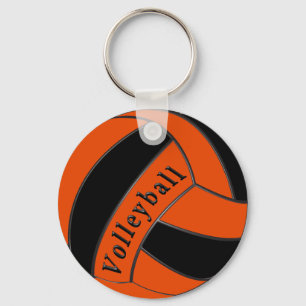 Orange and Black Volleyball Party Favours, Cheap Key Ring