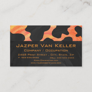 Orange and Black Zebra Monogram Business Card