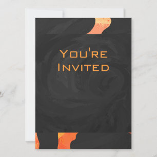 Orange and Black Zebra Monogram Invitation