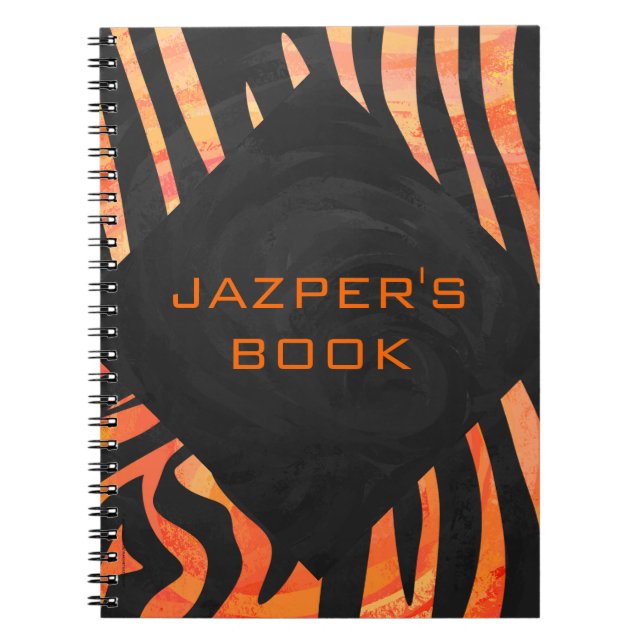 Orange and Black Zebra Monogram Spiral Notebook (Front)