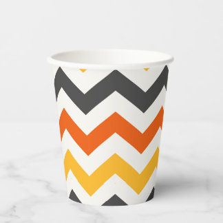 Orange and Black Zigzag Paper Cups