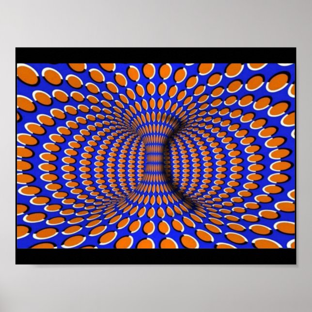 Orange and Blue 3D Optical Illusion Poster (Front)