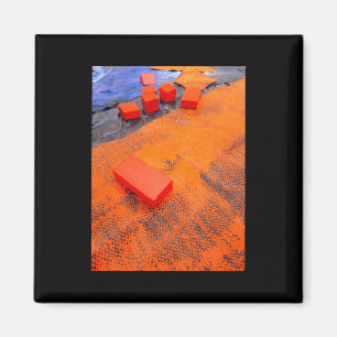 Orange And Blue Abstract Organic Plastic Arts Magnet