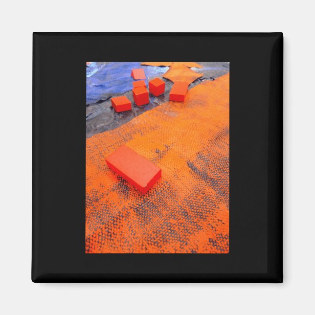 Orange And Blue Abstract Organic Plastic Arts Magnet (Front)