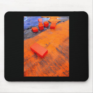 Orange And Blue Abstract Organic Plastic Arts Mouse Pad