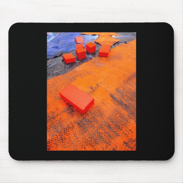 Orange And Blue Abstract Organic Plastic Arts Mouse Pad (Front)