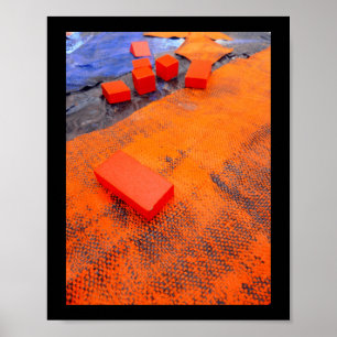 Orange And Blue Abstract Organic Plastic Arts Poster