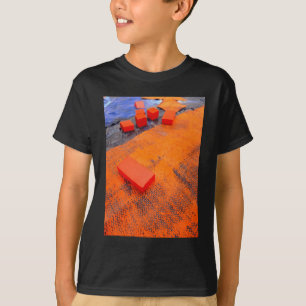 Orange And Blue Abstract Organic Plastic Arts T-Shirt