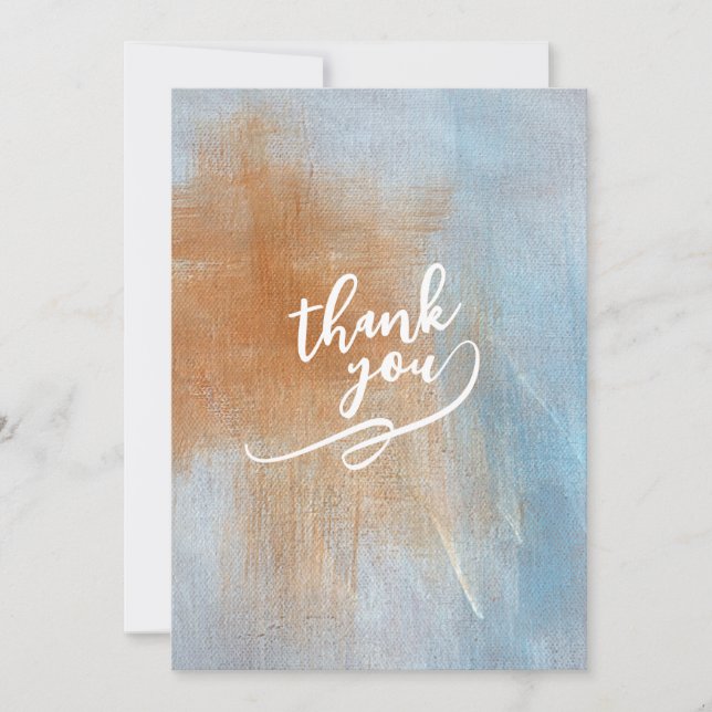 Orange and Blue Abstract Thank You Card (Front)