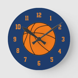 Orange and Blue Basketball Clock