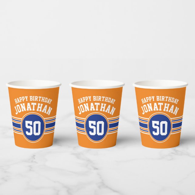 Orange and Blue Birthday Sports Theme Paper Cups (Multi)