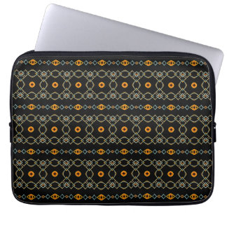 Orange and blue chains and knot stripes pattern laptop sleeve