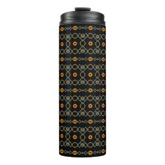 Orange and blue chains and knot stripes pattern thermal tumbler