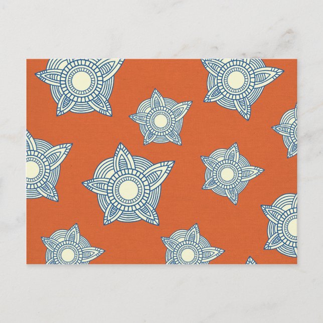 Orange and Blue Decorative Pattern Gifts Postcard (Front)