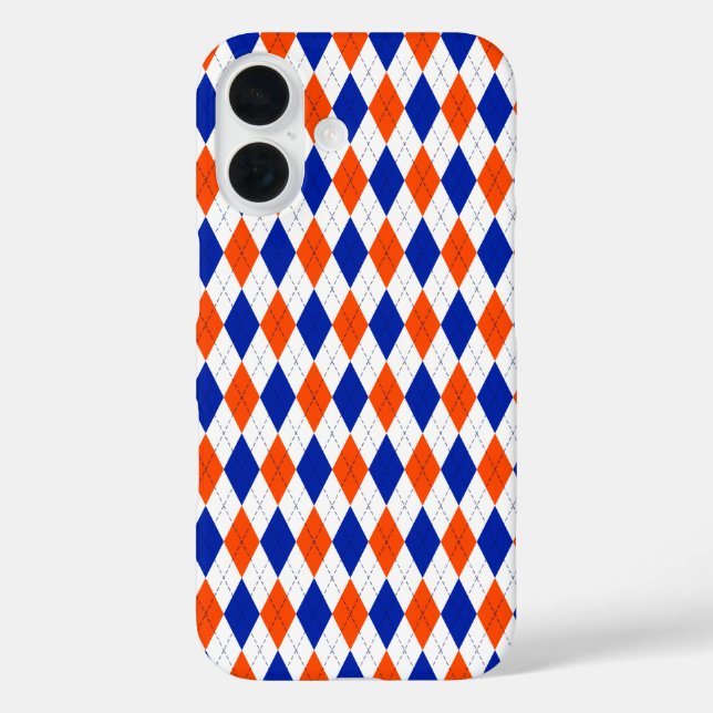 Orange and Blue Diamond Argyle Case-Mate iPhone Case (Back)