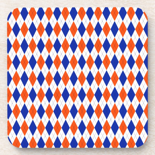 Orange and Blue Diamond Argyle Coaster (Front)