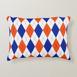 Orange and Blue Diamond Argyle  Decorative Cushion