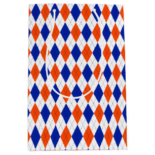 Orange and Blue Diamond Argyle Medium Gift Bag