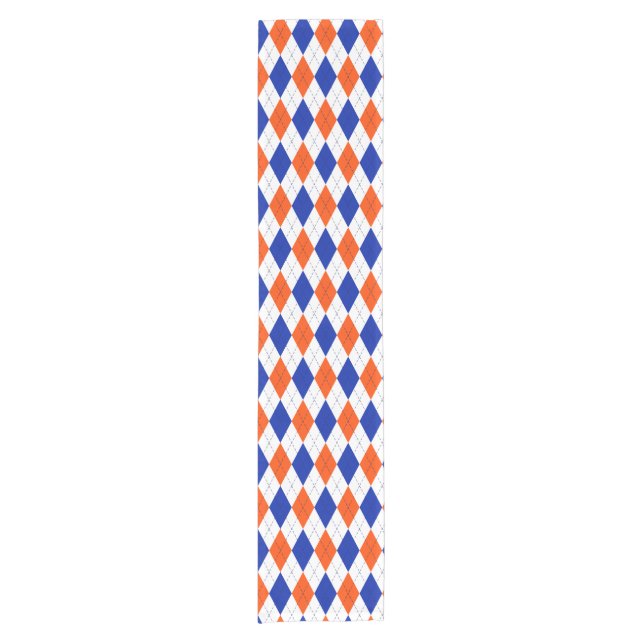Orange and Blue Diamond Argyle Short Table Runner (Front)