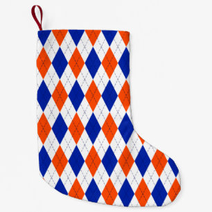 Orange and Blue Diamond Argyle Small Christmas Stocking