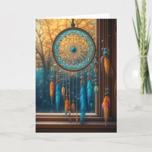 Orange and Blue Dreamcatcher in a Desert Window Card