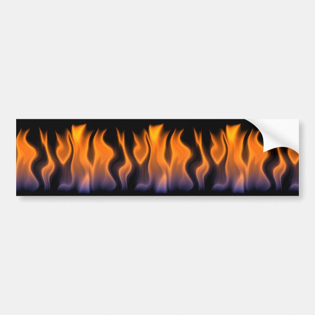 Orange and Blue Flames on a Black Background Bumper Sticker (Front)