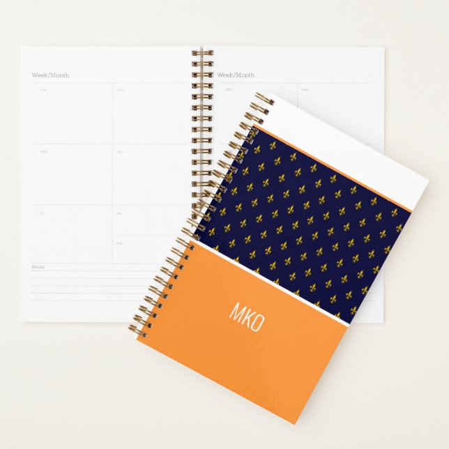 Orange and Blue Fleur-de-lis Planner (Display)
