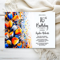 Orange and Blue Floral 16th Birthday Party