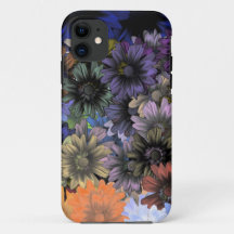 Orange and blue floral