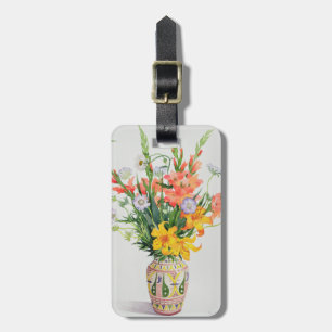 Orange and Blue Flowers in a Moroccan Vase Luggage Tag
