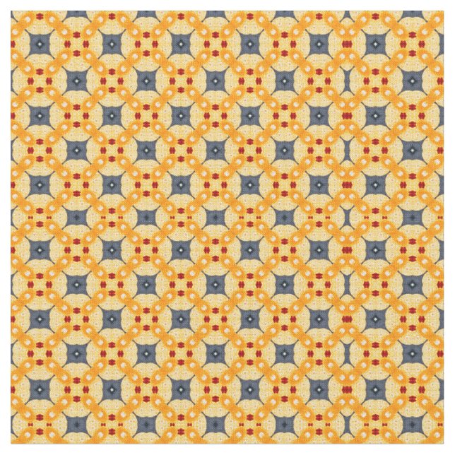 Orange and Blue geometric pattern  Fabric (Close Up)