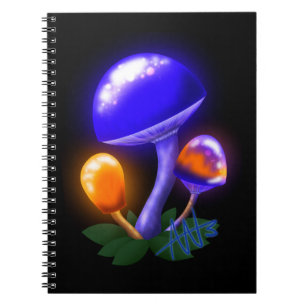 Orange and Blue Glowing Mushroom Notebook