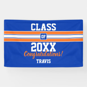 Orange and Blue Graduation Congratulations Banner