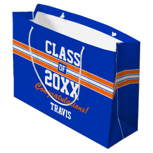 Orange and Blue Graduation Custom Large Gift Bag