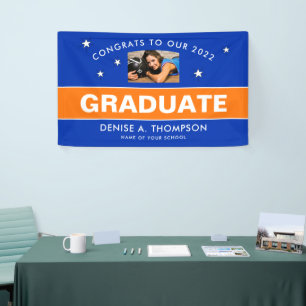Orange and Blue Graduation Photo Custom Banner
