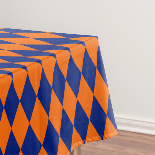 Orange and Blue Harlequin Checkered Design  Tablecloth