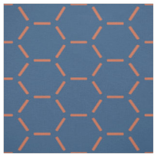 Orange and Blue Hexagon Pattern Fabric