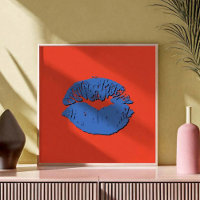 Orange and Blue Kissing Lips