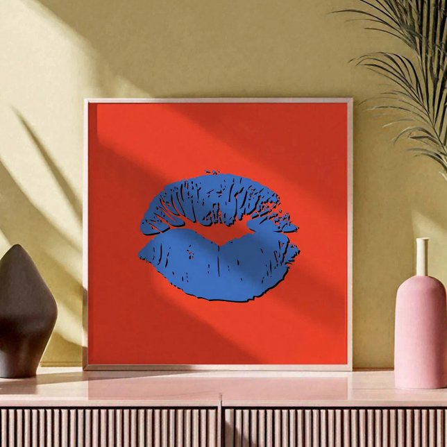 Orange and Blue Kissing Lips Poster (Creator Uploaded)